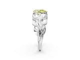 White gold Fancy Yellow Pear Cut Solitaire Leaf-Inspired Engagement Ring with Prong Setting_14