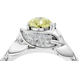White gold Fancy Yellow Pear Cut Solitaire Leaf-Inspired Engagement Ring with Prong Setting_16