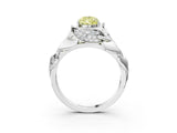White gold Fancy Yellow Pear Cut Solitaire Leaf-Inspired Engagement Ring with Prong Setting_4