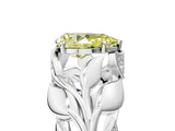 White gold Fancy Yellow Pear Cut Solitaire Leaf-Inspired Engagement Ring with Prong Setting_6