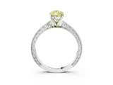 White gold Fancy Yellow Pear Cut Solitaire Milgrain Engraved Band with Four-Prong Setting_15