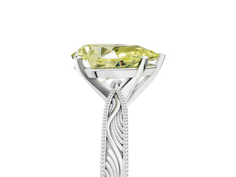 White gold Fancy Yellow Pear Cut Solitaire Milgrain Engraved Band with Four-Prong Setting_17