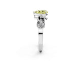 White gold Fancy Yellow Pear Cut Solitaire Milgrain Leaf Band with Prong Setting_14