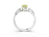 White gold Fancy Yellow Pear Cut Solitaire Milgrain Leaf Band with Prong Setting_15