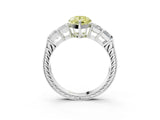 White gold Fancy Yellow Pear Cut Solitaire Princess Side Stone Engraved Band Prong Setting Ring_15