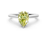 White gold Fancy Yellow Pear  Cut Solitaire Ring with Cathedral Band and Four-Prong Setting_69