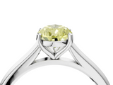 White gold Fancy Yellow Pear  Cut Solitaire Ring with Cathedral Band and Four-Prong Setting_71