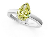 White gold Fancy Yellow Pear  Cut Solitaire Ring with Four-Prong Setting and Classic Band_59