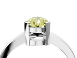 White gold Fancy Yellow Pear  Cut Solitaire Ring with Four-Prong Setting and Classic Band_66