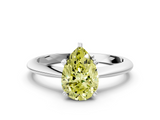 White gold Fancy Yellow Pear  Cut Solitaire Ring with Four-Prong Setting on a Classic Band_59