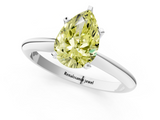 White gold Fancy Yellow Pear  Cut Solitaire Ring with Four-Prong Setting on a Classic Band_60
