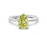 White gold Fancy Yellow Pear  Cut Solitaire Ring with Thin Band and Four-Prong Setting_16
