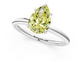 White gold Fancy Yellow Pear  Cut Solitaire Ring with Thin Band and Four-Prong Setting_17