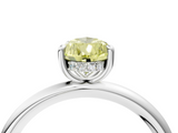 White gold Fancy Yellow Pear  Cut Solitaire Ring with Thin Band and Four-Prong Setting_20