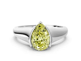 White gold Fancy Yellow Pear Cut Solitaire Tension Set Diamond Ring with Split Shank Band_24