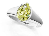 White gold Fancy Yellow Pear Cut Solitaire Tension Set Diamond Ring with Split Shank Band_25