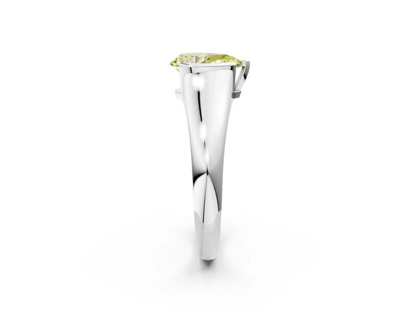 Platinum Pear-Shaped Tension Style Solitaire Engagement Ring Setting for Fancy Yellow Center