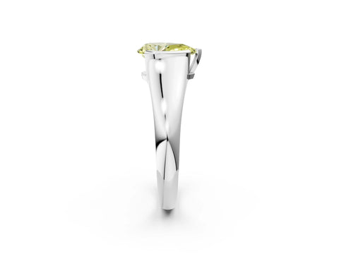 White gold Fancy Yellow Pear Cut Solitaire Tension Set Diamond Ring with Split Shank Band_26