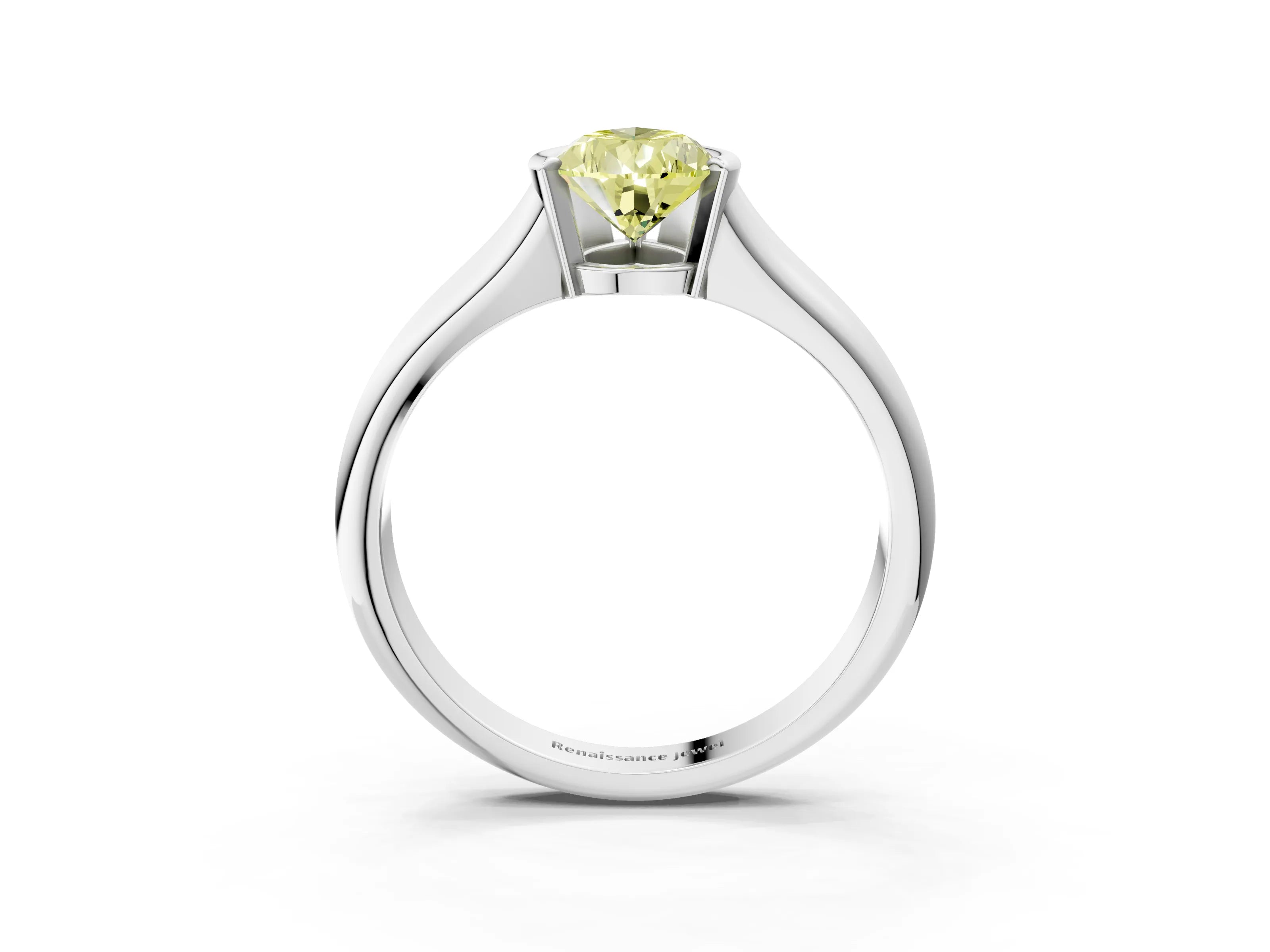 White gold Fancy Yellow Pear Cut Solitaire Tension Set Diamond Ring with Split Shank Band_27