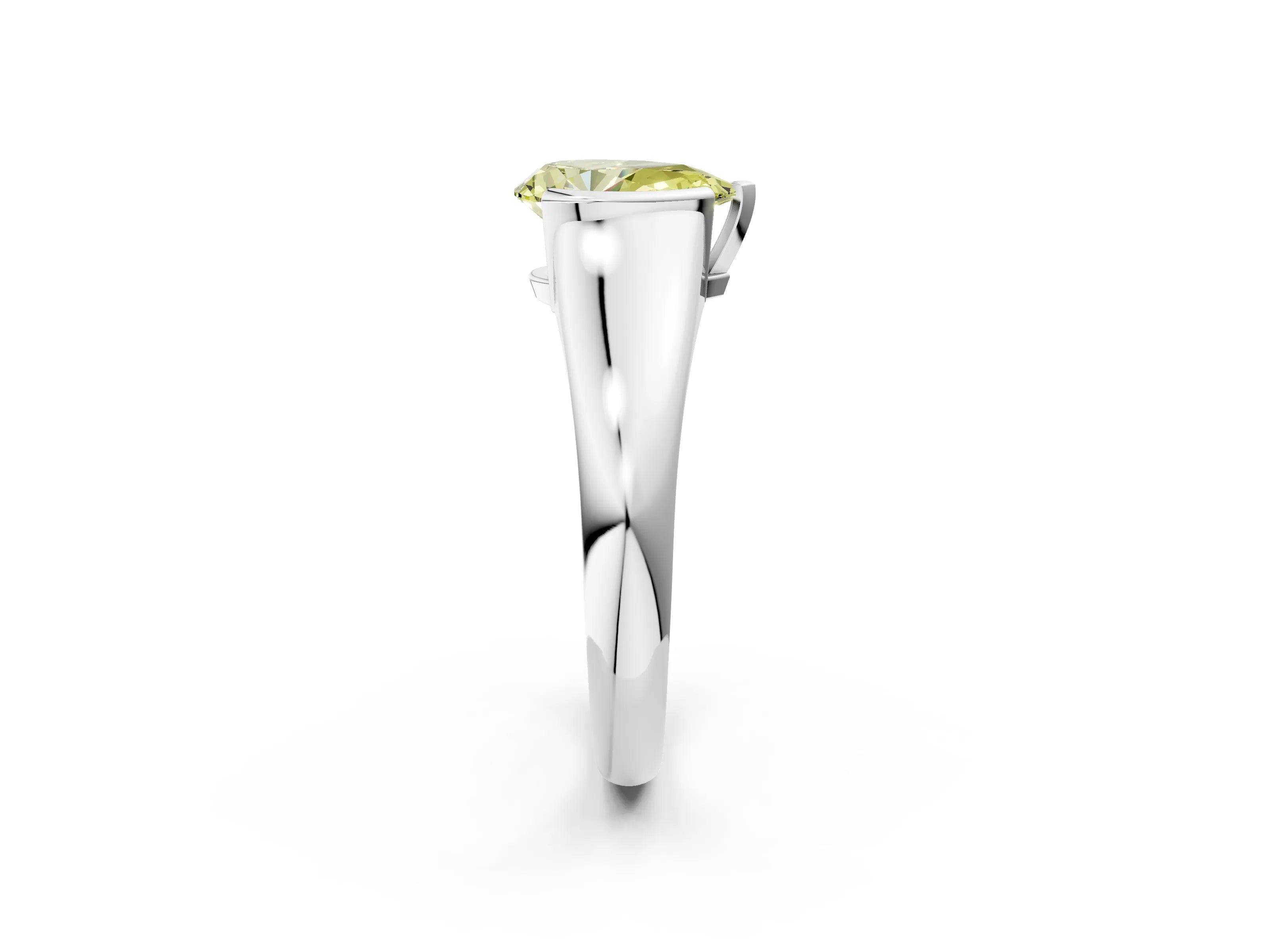 White gold Fancy Yellow Pear Cut Solitaire Tension Set Diamond Ring with Split Shank Band_2