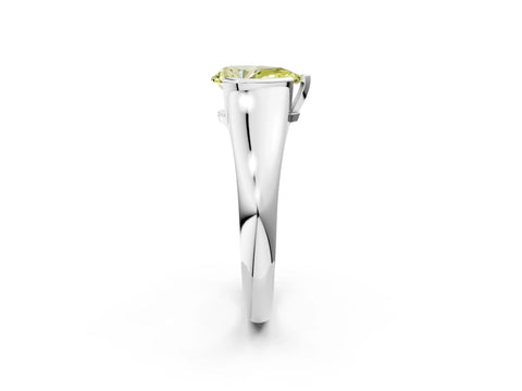 White gold Fancy Yellow Pear Cut Solitaire Tension Set Diamond Ring with Split Shank Band_2