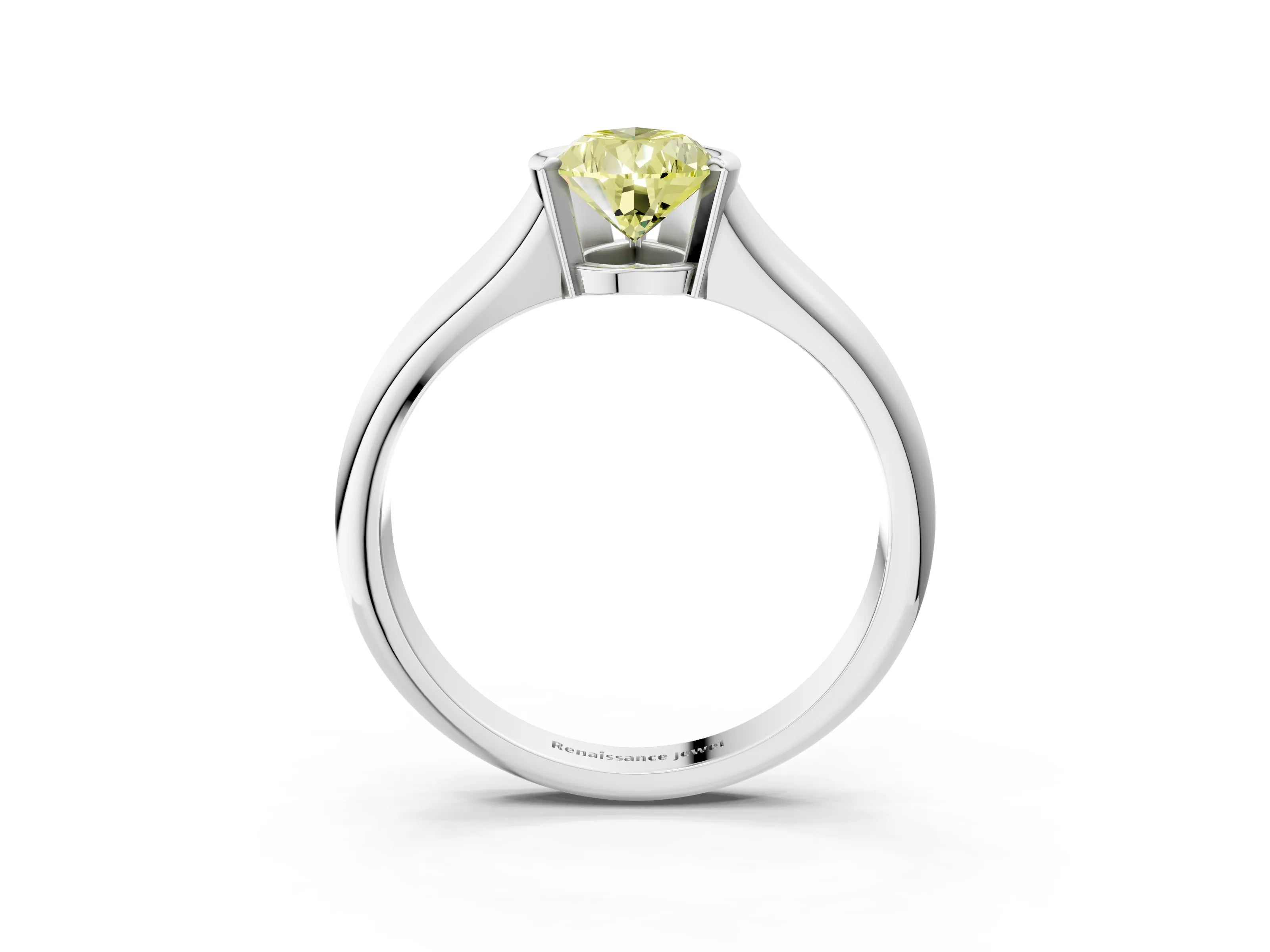 White gold Fancy Yellow Pear Cut Solitaire Tension Set Diamond Ring with Split Shank Band_3