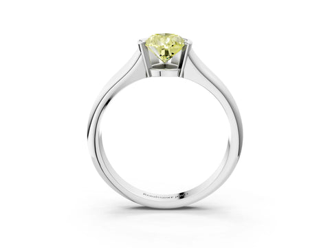 White gold Fancy Yellow Pear Cut Solitaire Tension Set Diamond Ring with Split Shank Band_3