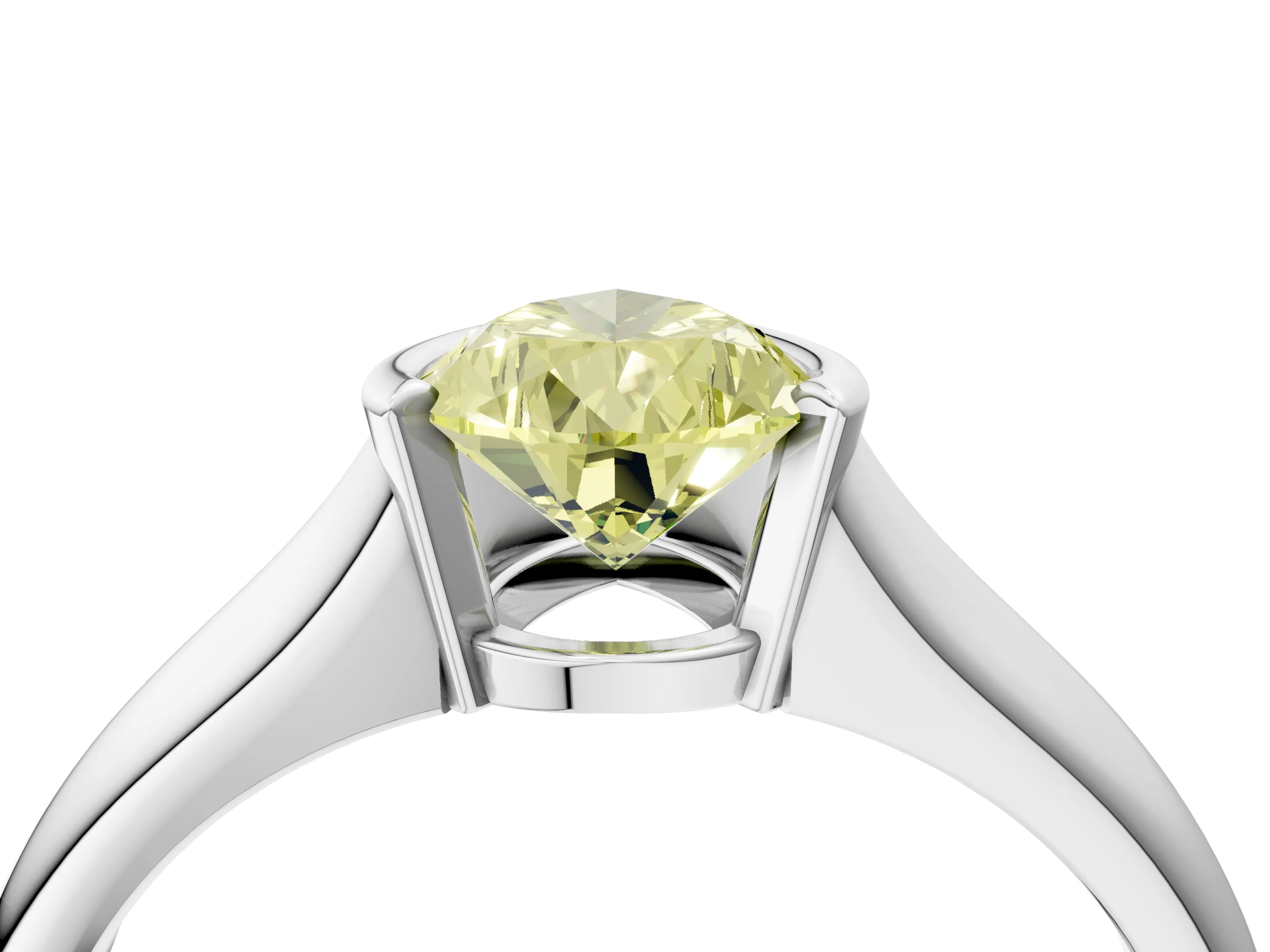 White gold Fancy Yellow Pear Cut Solitaire Tension Set Diamond Ring with Split Shank Band_4
