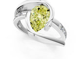 White gold Fancy Yellow Pear Cut Solitaire Tension-Set Diamond Split Shank Ring_1