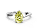 White gold Fancy Yellow Pear  Cut Solitaire Twist Band Ring with Four-Prong Setting_37