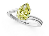 White gold Fancy Yellow Pear  Cut Solitaire Twist Band Ring with Four-Prong Setting_38