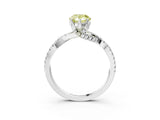 White gold Fancy Yellow Pear Cut Solitaire Twist Pave Diamond Engagement Ring with Prong Setting_15
