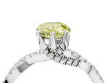White gold Fancy Yellow Pear Cut Solitaire Twist Pave Diamond Engagement Ring with Prong Setting_16