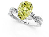 White gold Fancy Yellow Pear Cut Solitaire Twist Pave Diamond Engagement Ring with Prong Setting_1