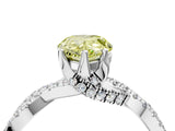 White gold Fancy Yellow Pear Cut Solitaire Twist Pave Diamond Engagement Ring with Prong Setting_40