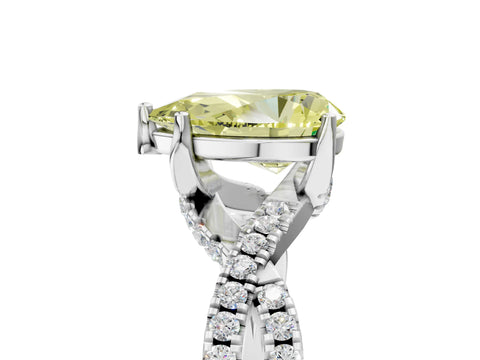 White gold Fancy Yellow Pear Cut Solitaire Twist Pave Diamond Engagement Ring with Prong Setting_5