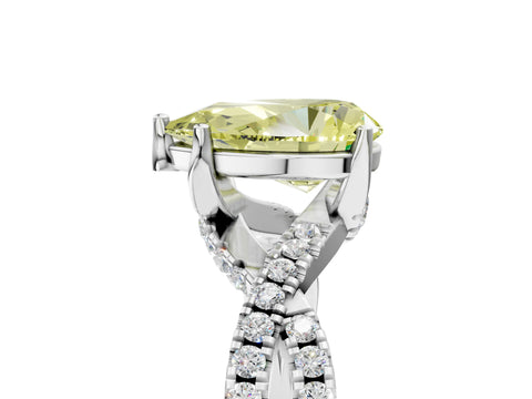 White gold Fancy Yellow Pear Cut Solitaire Twist Pave Diamond Engagement Ring with Prong Setting_5