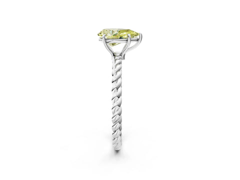 White gold Fancy Yellow Pear Cut Solitaire Twisted Band 4-Prong Ring_2