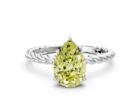 White gold Fancy Yellow Pear Cut Solitaire Twisted Band 4-Prong Ring_36