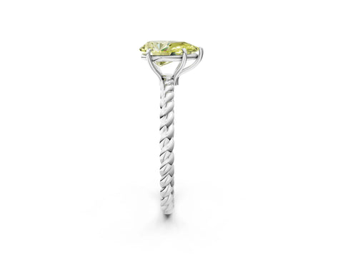White gold Fancy Yellow Pear Cut Solitaire Twisted Band 4-Prong Ring_38