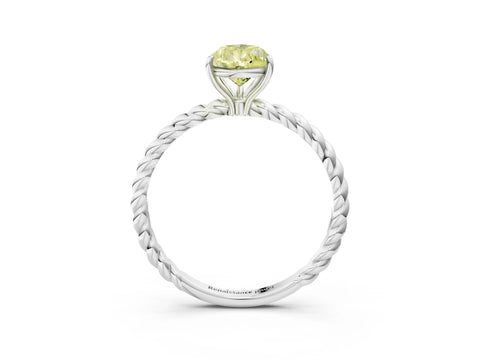 White gold Fancy Yellow Pear Cut Solitaire Twisted Band 4-Prong Ring_39