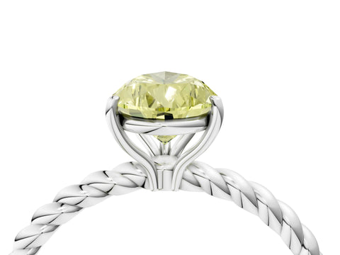 White gold Fancy Yellow Pear Cut Solitaire Twisted Band 4-Prong Ring_40