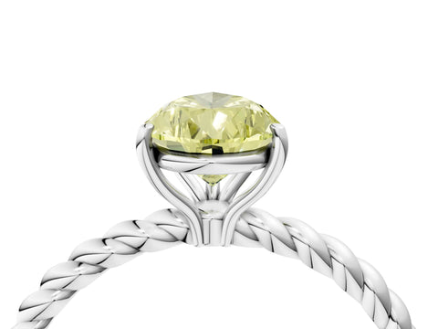 White gold Fancy Yellow Pear Cut Solitaire Twisted Band 4-Prong Ring_4