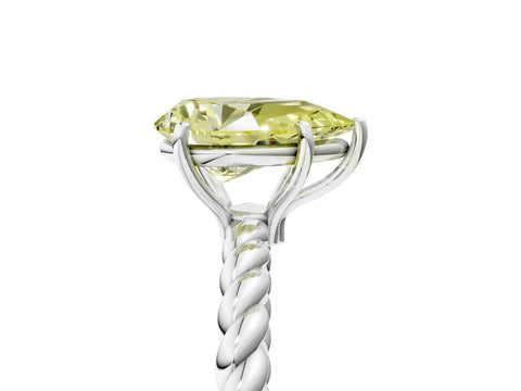 White gold Fancy Yellow Pear Cut Solitaire Twisted Band 4-Prong Ring_5