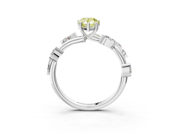 Platinum Fancy Yellow Pear Cut Solitaire Twisted Band Marquise Accent Prong Setting Ring