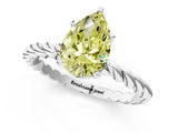 White gold Fancy Yellow Pear  Cut Solitaire Twisted Band with Four-Prong Setting_118