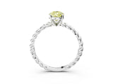 White gold Fancy Yellow Pear  Cut Solitaire Twisted Band with Four-Prong Setting_120