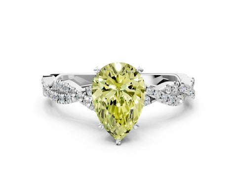 White gold Fancy Yellow Pear Cut Solitaire Twisted Pave Band with Four-Prong Setting_15