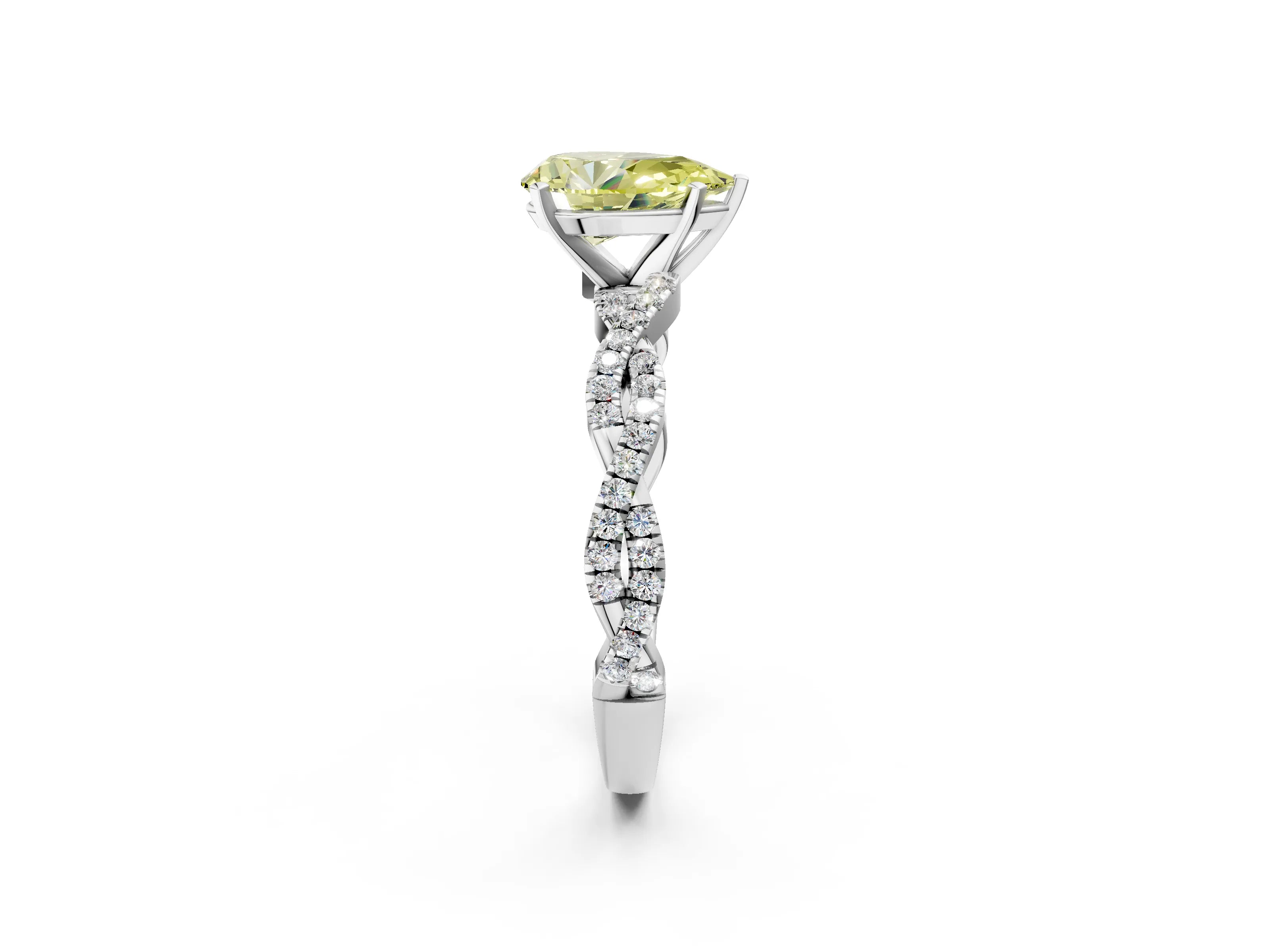 White gold Fancy Yellow Pear Cut Solitaire Twisted Pave Band with Four-Prong Setting_17