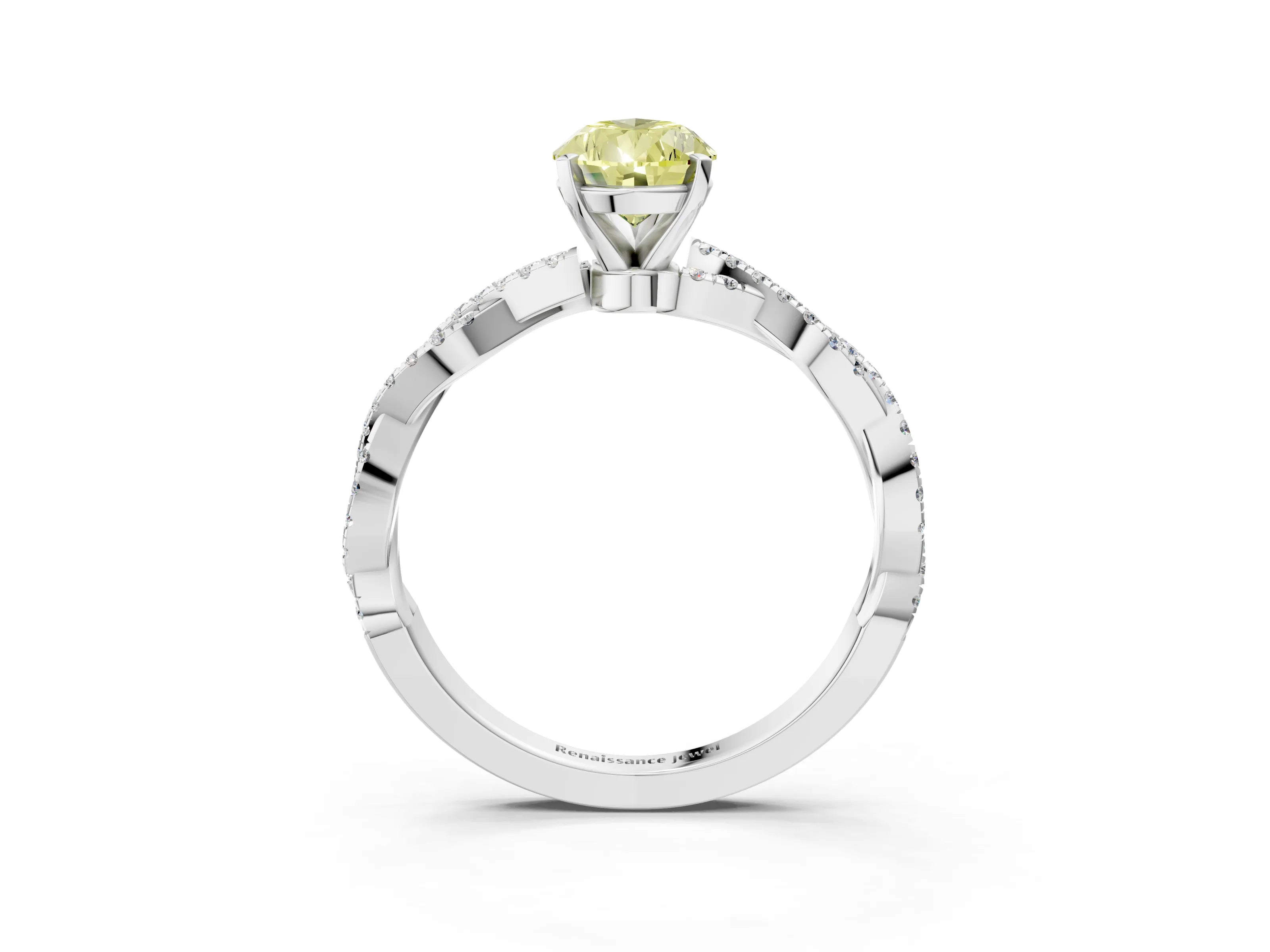 White gold Fancy Yellow Pear Cut Solitaire Twisted Pave Band with Four-Prong Setting_18